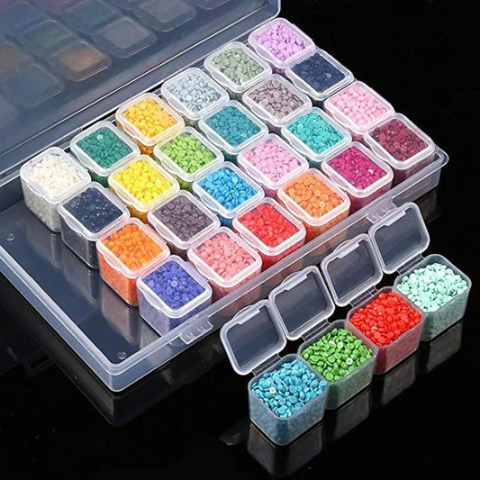 28-Compartment Jewelry & Rhinestone Organizer Box – Beads, Manicure & Craft Storage