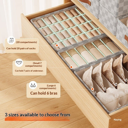 Checkered Fabric Underwear Organizer Box | Drawer Storage Solution