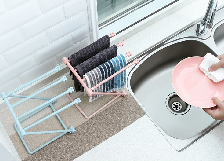 Foldable Towel & Dishcloth Rack – Punch-Free Kitchen Organizer