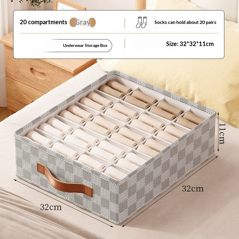 Checkered Fabric Underwear Organizer Box | Drawer Storage Solution