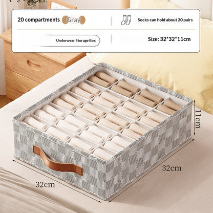 Checkered Fabric Underwear Organizer Box | Drawer Storage Solution