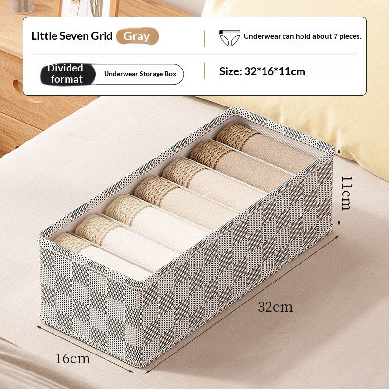 Checkered Fabric Underwear Organizer Box | Drawer Storage Solution
