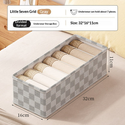 Checkered Fabric Underwear Organizer Box | Drawer Storage Solution