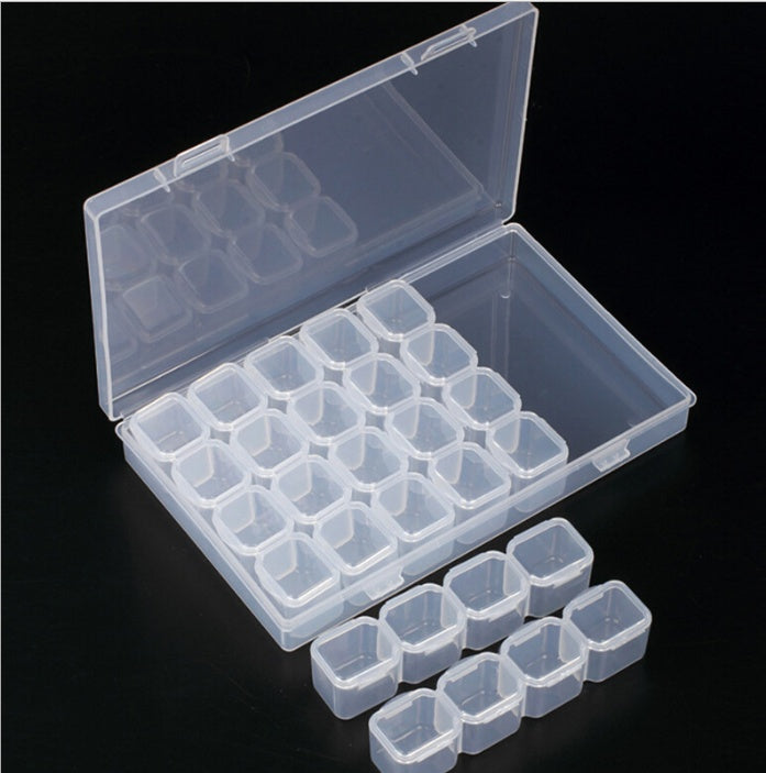 28-Compartment Jewelry & Rhinestone Organizer Box – Beads, Manicure & Craft Storage