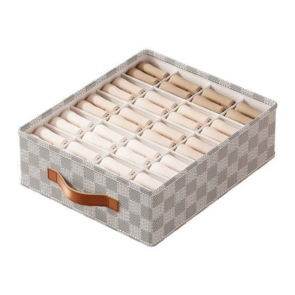 Checkered Fabric Underwear Organizer Box | Drawer Storage Solution