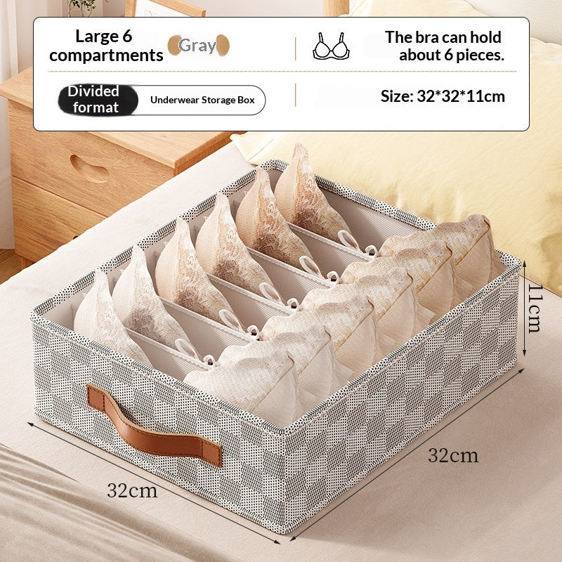Checkered Fabric Underwear Organizer Box | Drawer Storage Solution