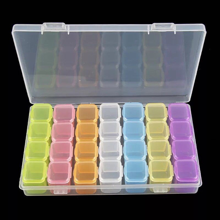 28-Compartment Jewelry & Rhinestone Organizer Box – Beads, Manicure & Craft Storage